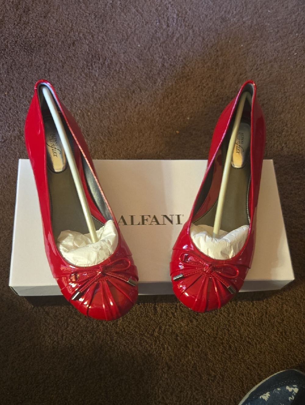 Alfani Red Patent Ballet Flats with Decorative Bow